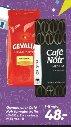 Gevalia eller Café Noir formalet kaffe
