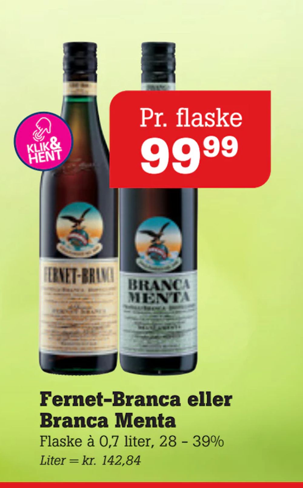 Tilbud på Fernet-Branca eller Branca Menta fra Poetzsch Padborg til 99,99 kr.
