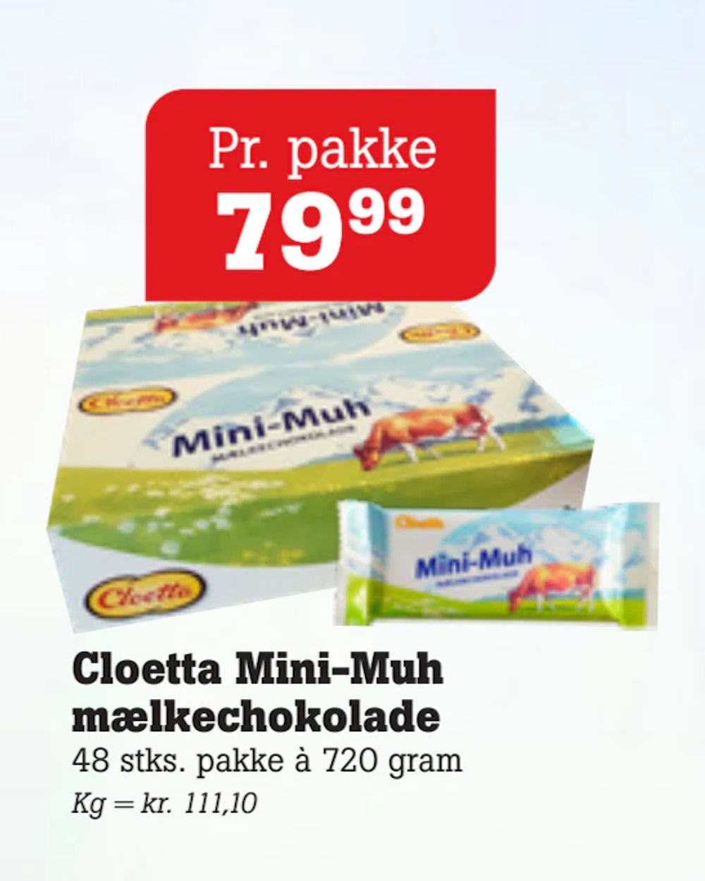 Tilbud på Cloetta Mini-Muh mælkechokolade fra Poetzsch Padborg til 79,99 kr.