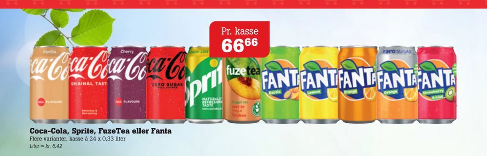 Tilbud på Coca-Cola, Sprite, FuzeTea eller Fanta fra Poetzsch Padborg til 66,66 kr.