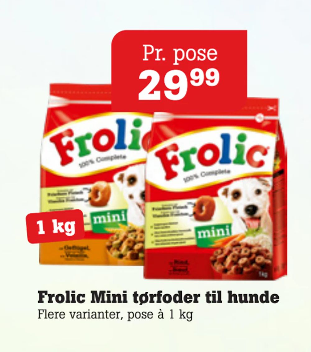 Tilbud på Frolic Mini tørfoder til hunde fra Poetzsch Padborg til 29,99 kr.