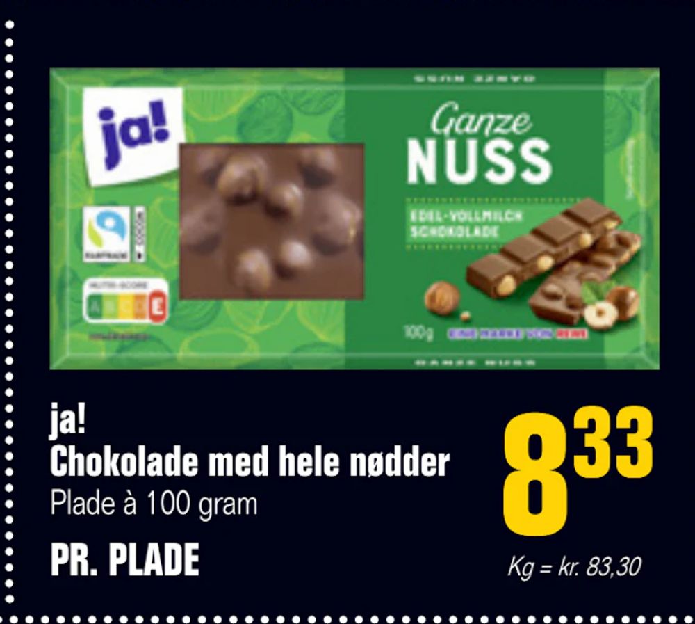 Tilbud på ja! Chokolade med hele nødder fra Poetzsch Padborg til 8,33 kr.
