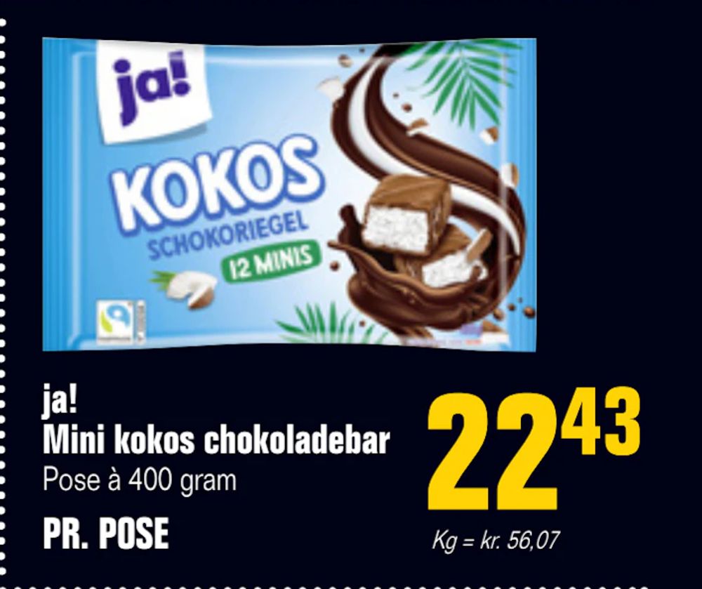 Tilbud på ja! Mini kokos chokoladebar fra Poetzsch Padborg til 22,43 kr.