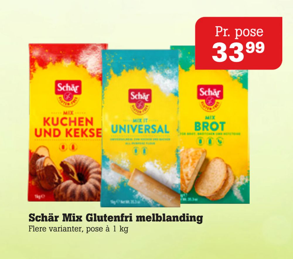 Tilbud på Schär Mix Glutenfri melblanding fra Poetzsch Padborg til 33,99 kr.