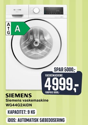 Siemens vaskemaskine WG44G2AIDN