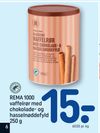 REMA 1000 vaffelrør med chokolade- og hasselnøddefyld 250 g