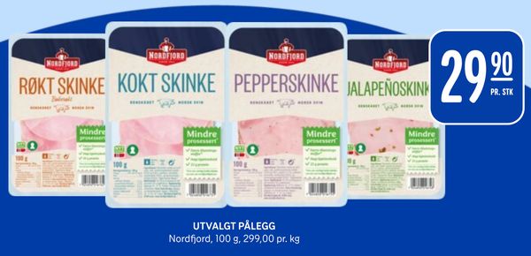 UTVALGT PÅLEGG Nordfjord, 100 g, 299,00 pr. kg