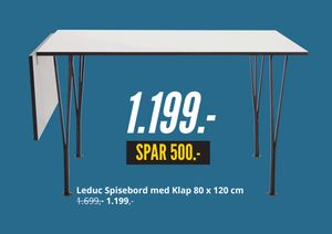 Leduc Spisebord med Klap 80 x 120 cm