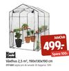 Växthus 2,5 m², 190x130x190 cm