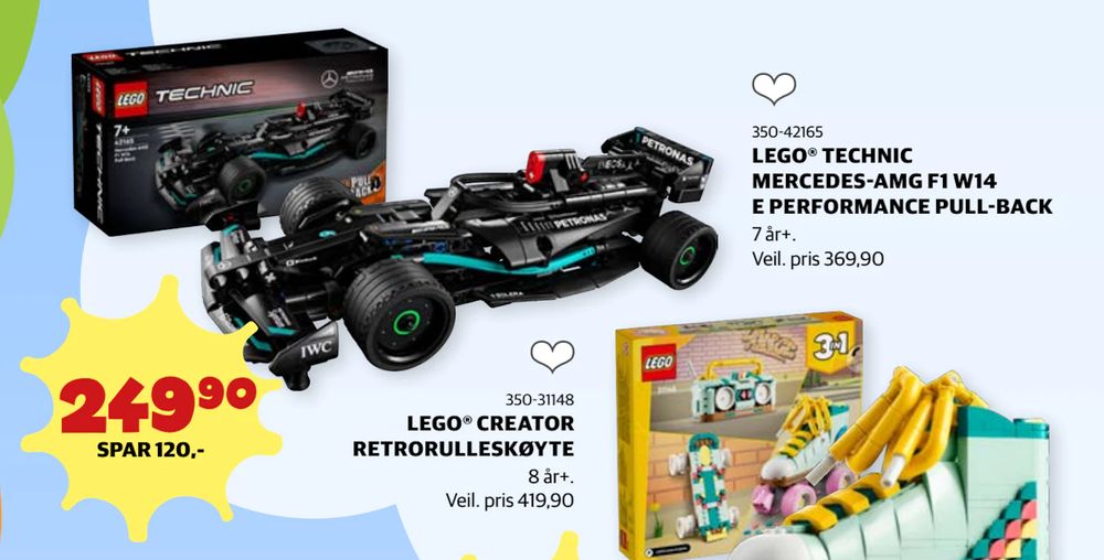 Tilbud på LEGO® TECHNIC MERCEDES-AMG F1 W14 E PERFORMANCE PULL-BACK fra Lekia til 249,90 kr