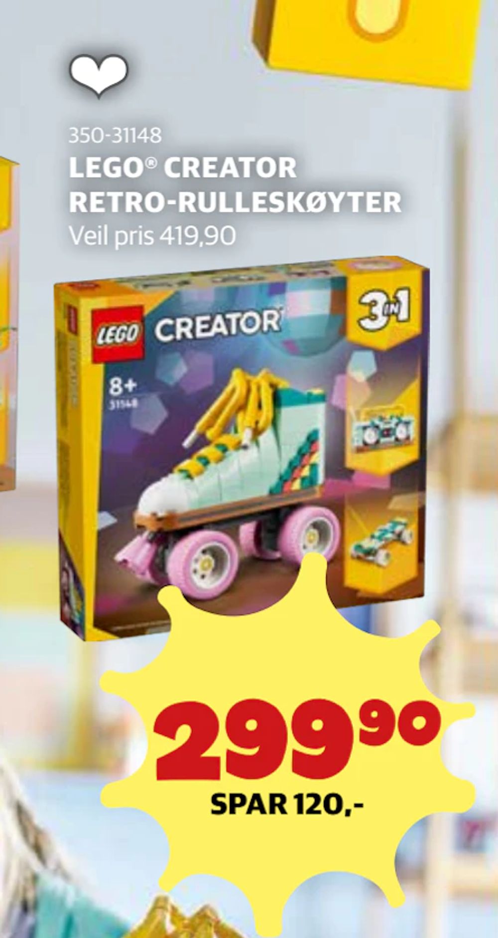 Tilbud på LEGO® CREATOR RETRO-RULLESKØYTER fra Lekia til 299,90 kr