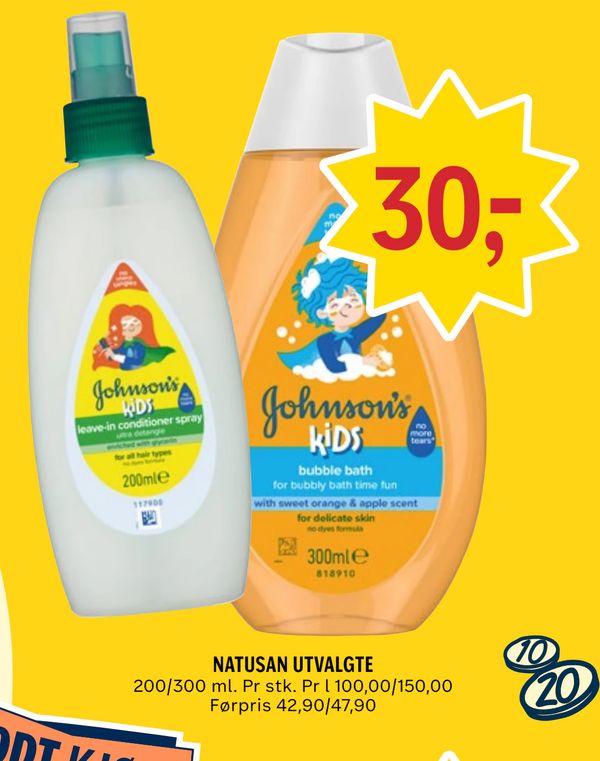NATUSAN UTVALGTE 200/300 ml. Pr stk. Pr l 100,00/150,00 Førpris 42,90/47,90