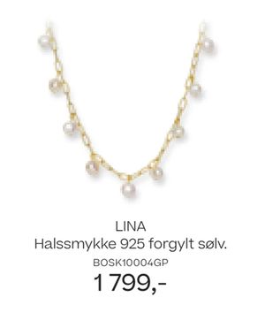 LINA Halssmykke 925 forgylt sølv.