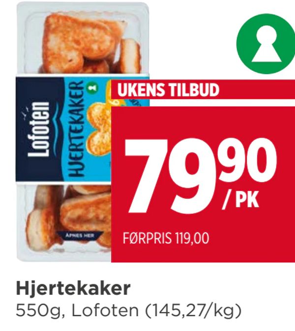 Hjertekaker 550g, Lofoten (145,27/kg) UKENS TILBUD / PK FØRPRIS 119,00