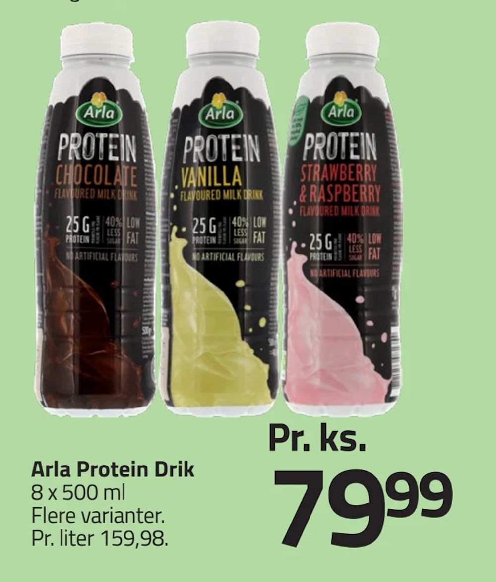 Tilbud på Arla Protein Drik fra Fleggaard til 79,99 kr.