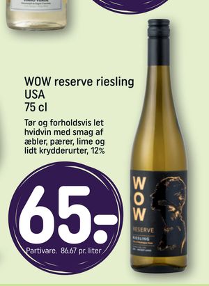 WOW reserve riesling USA 75 cl
