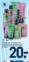Urtekram wild lemongrass eller soothing lavender shampoo, body wash, hand wash eller hand cream 75-300 ml