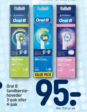Oral B tandbørstehoveder 3-pak eller 4-pak