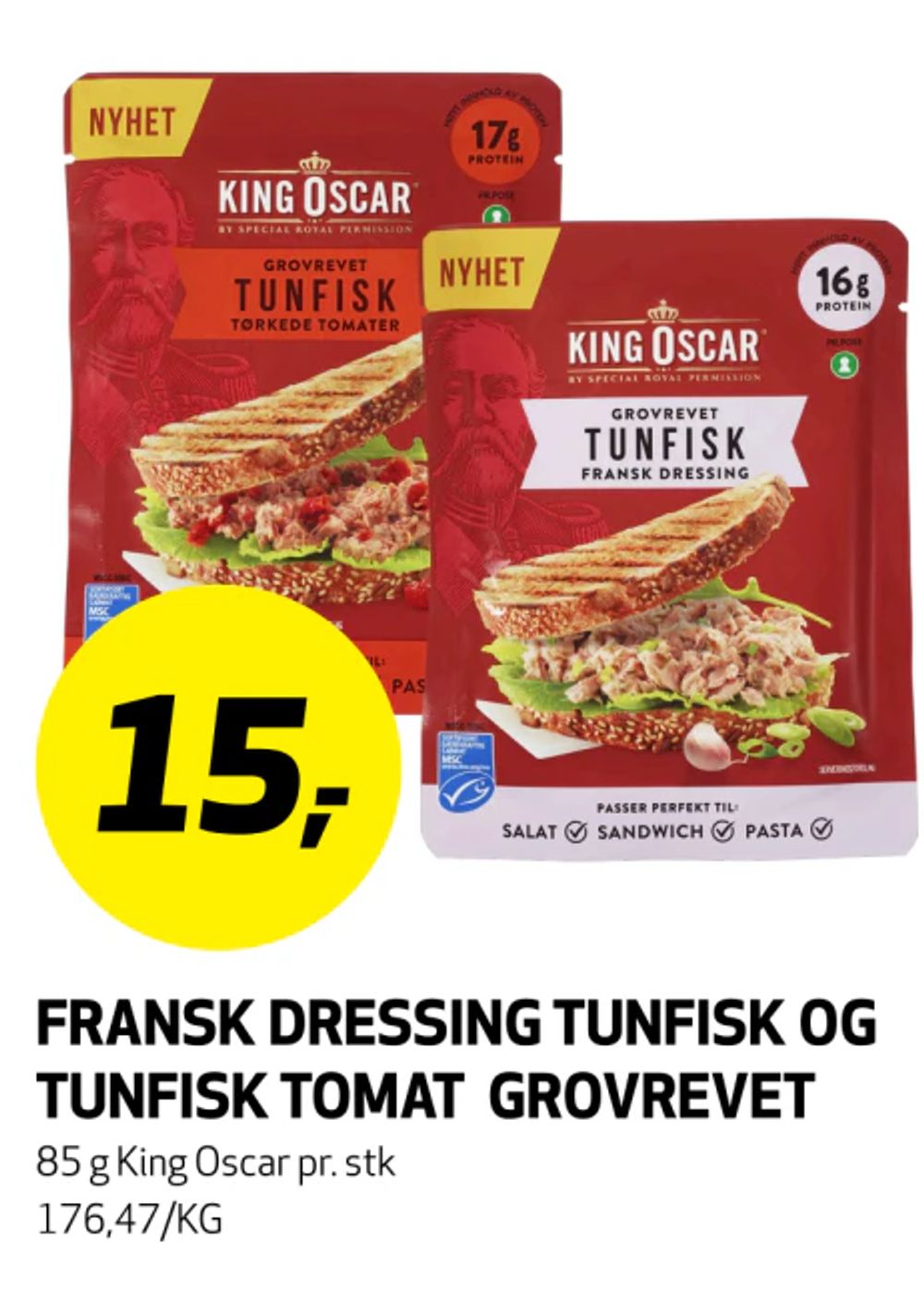 Fransk Dressing Tunfisk og Tunfisk Tomat Grovrevet