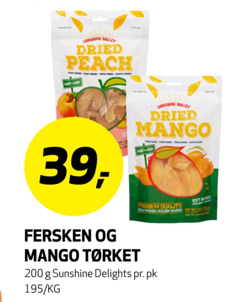 Fersken og Mango Tørket