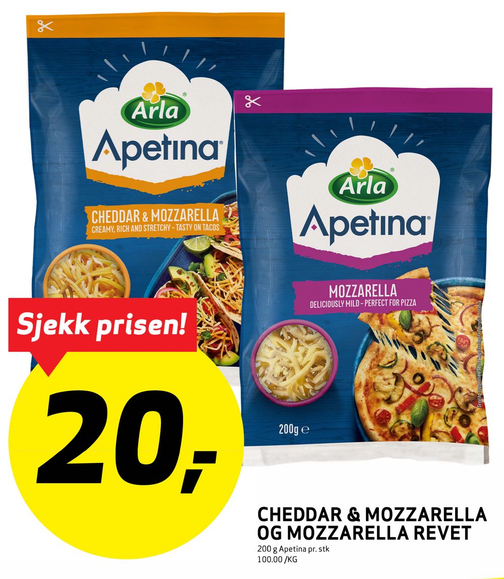 Cheddar & Mozzarella og Mozzarella Revet