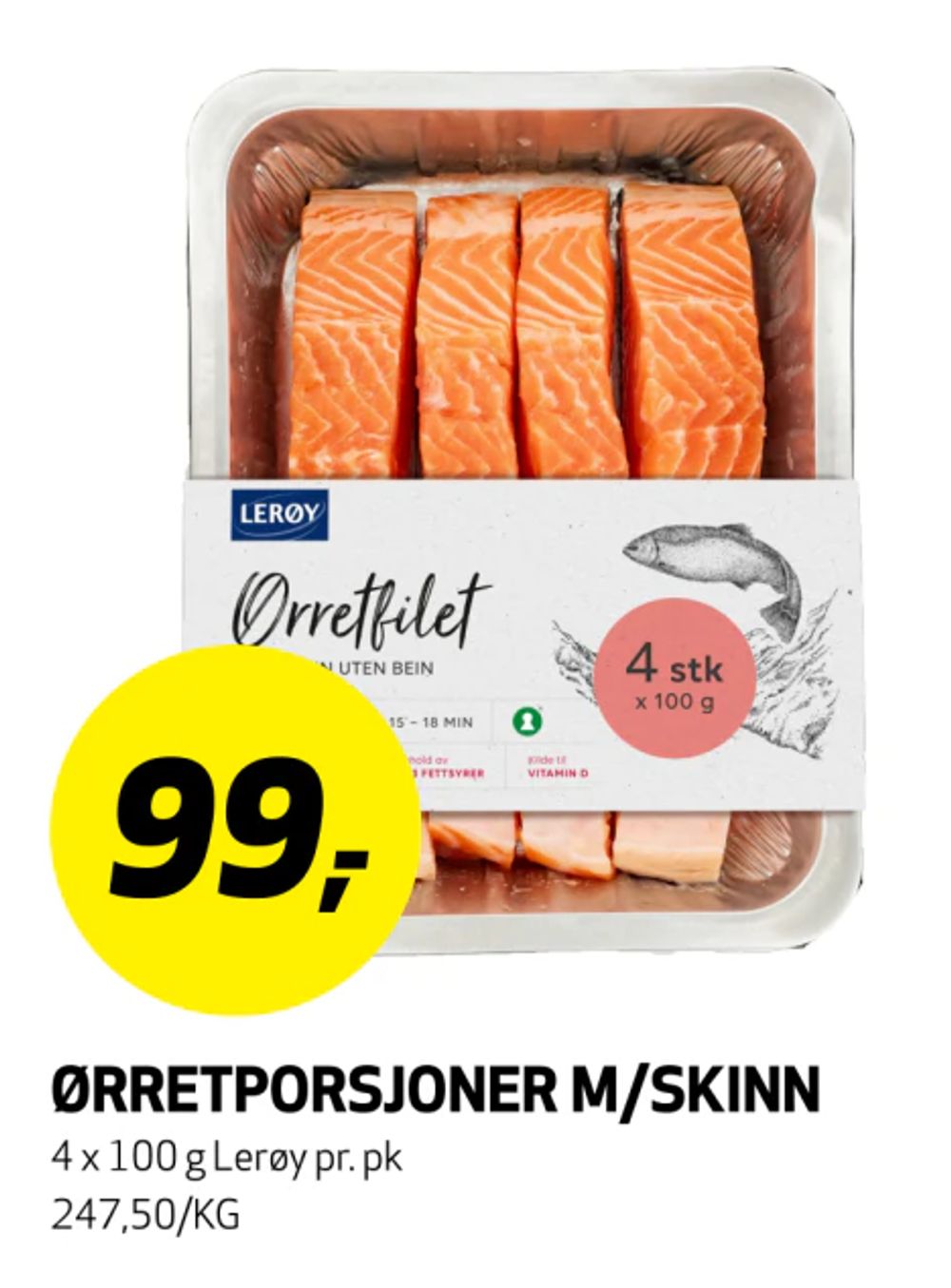 Ørretporsjoner M/Skinn