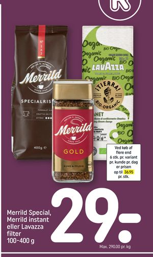 Merrild Special, Merrild instant eller Lavazza filter 100-400 g