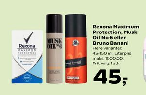Rexona Maximum Protection, Musk Oil No 6 eller Bruno Banani