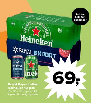 Royal Export eller Heineken 18-pak