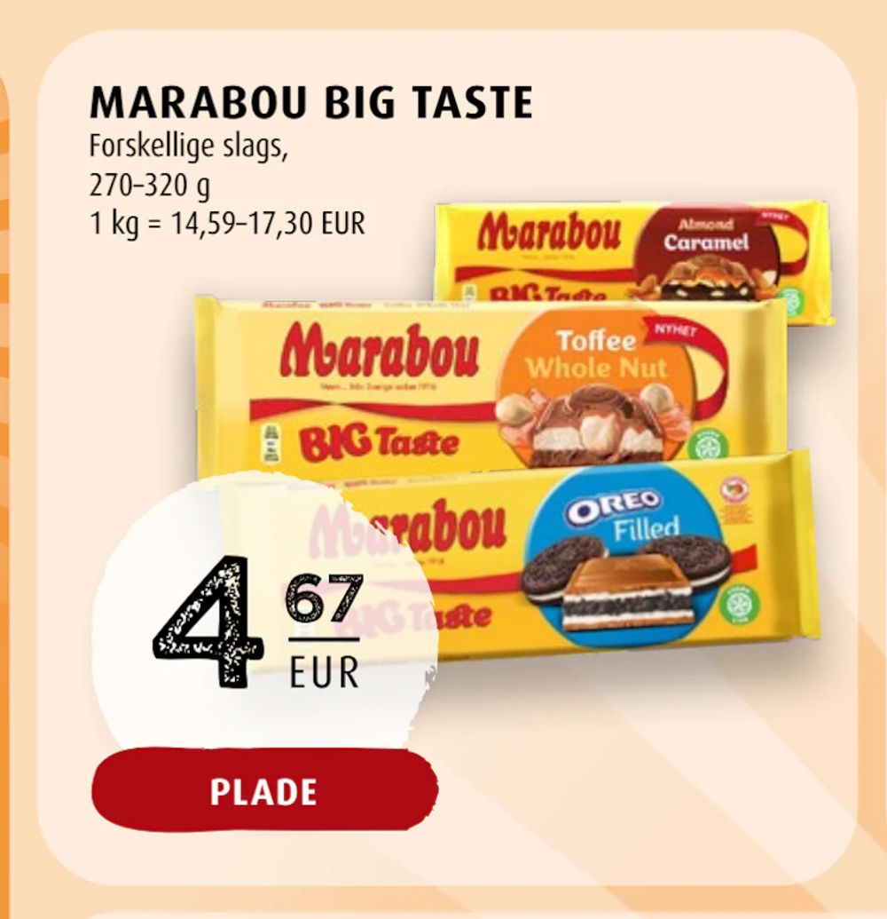 Tilbud på MARABOU BIG TASTE fra Scandinavian Park til 4,67 €