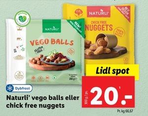 Naturli’ vego balls eller chick free nuggets