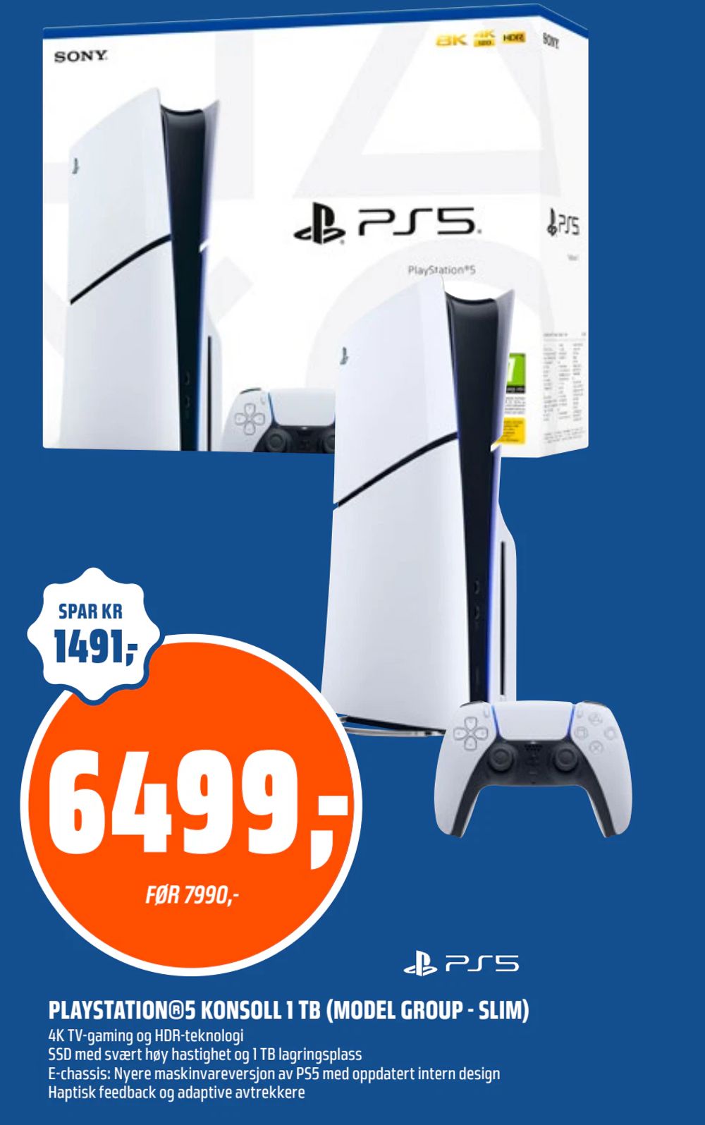 Playstation®5 Konsoll 1 Tb (Model Group - Slim)