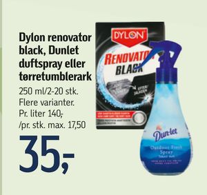 Dylon renovator black, Dunlet duftspray eller tørretumblerark