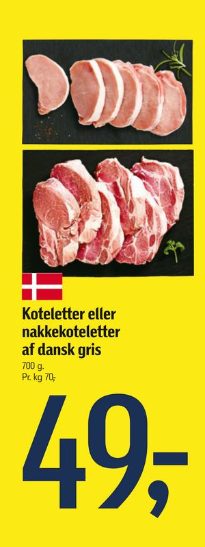 Koteletter eller nakkekoteletter af dansk gris