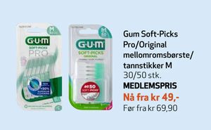 Gum Soft-Picks Pro/Original mellomromsbørste/tann stikker M