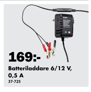 Batteriladdare 6/12 V, 0,5 A