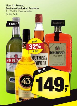 Licor 43, Pernod, Southern Comfort el. Amaretto