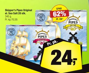 Skipper's Pipes Original el. Sea Salt 20 stk