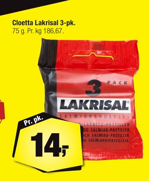 Cloetta Lakrisal 3-pk