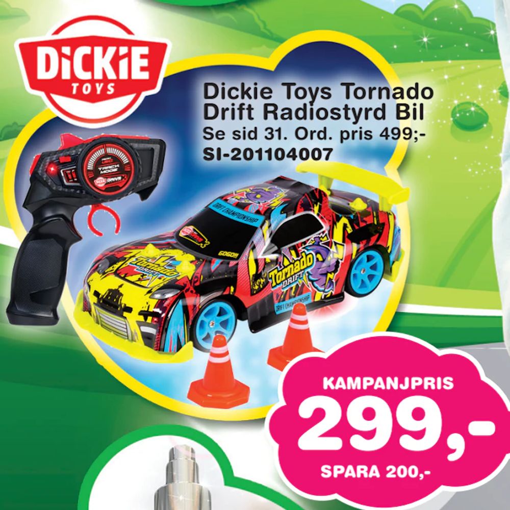 Erbjudanden på Dickie Toys Tornado Drift Radiostyrd Bil från Lekextra för 299 kr