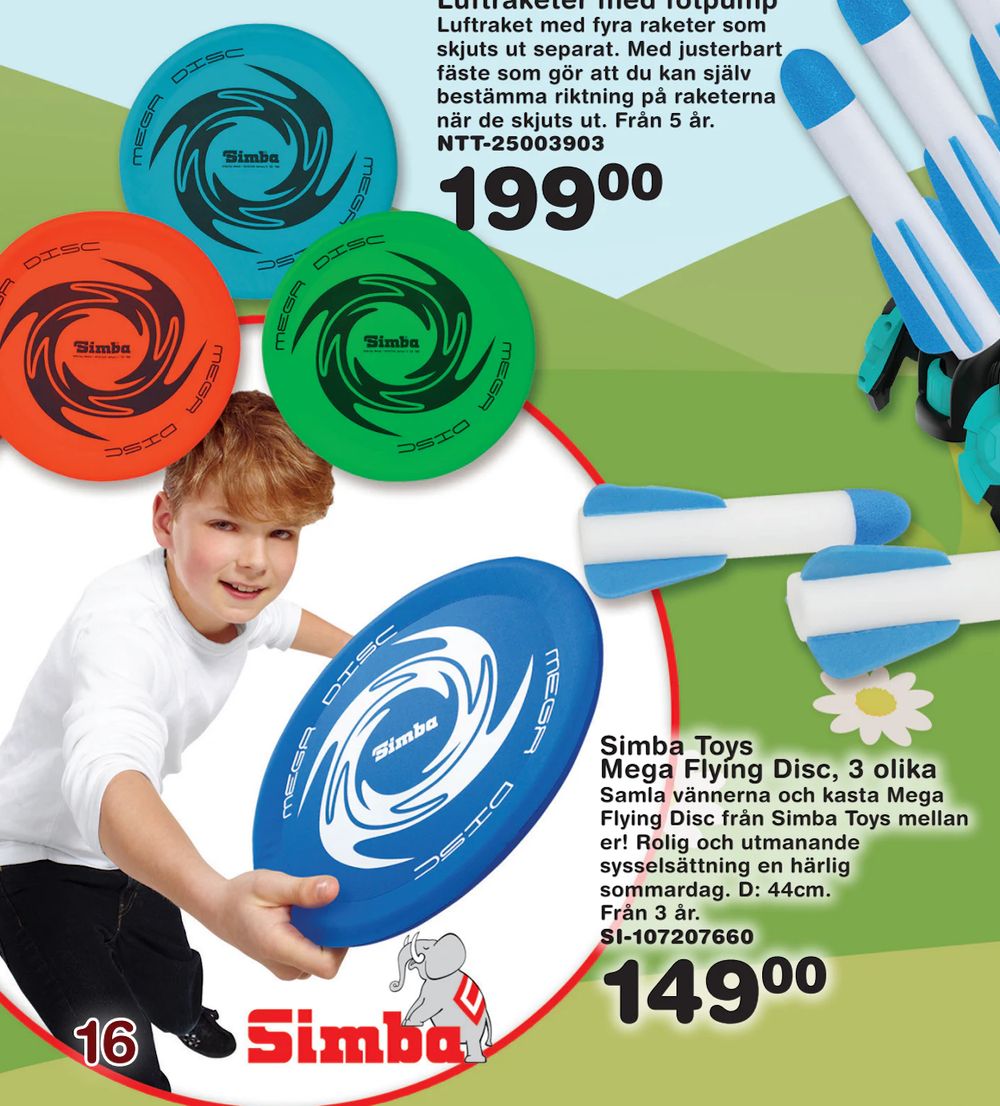 Erbjudanden på Simba Toys Mega Flying Disc, 3 olika från Lekextra för 149 kr