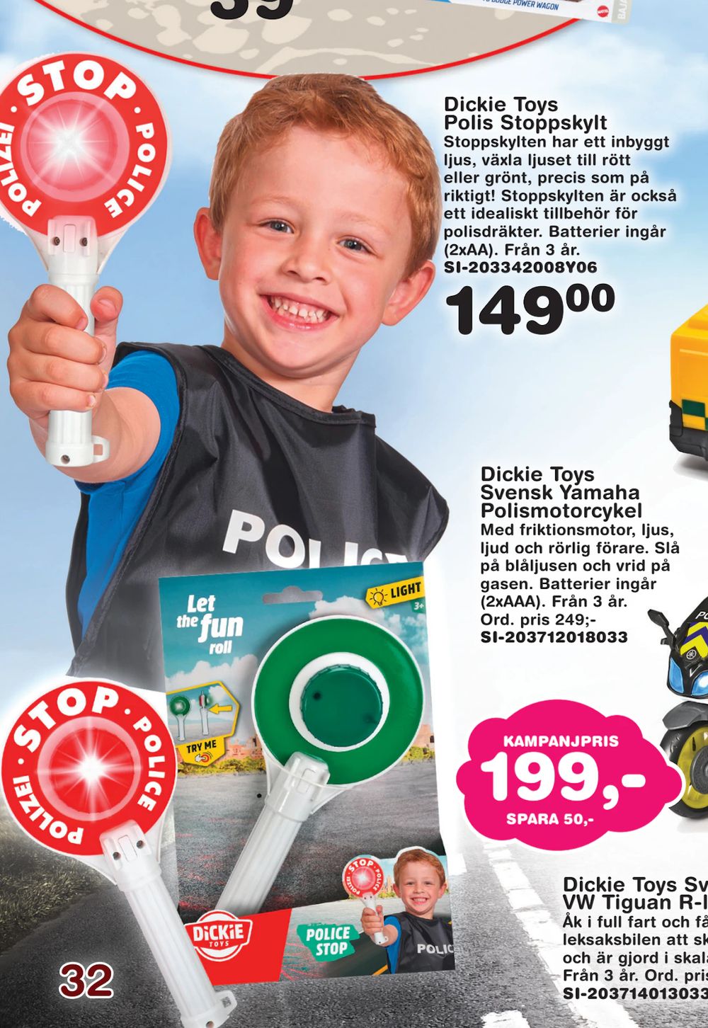 Erbjudanden på Dickie Toys Polis Stoppskylt från Lekextra för 149 kr