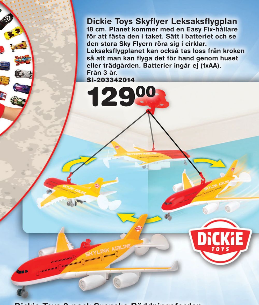 Erbjudanden på Dickie Toys Skyflyer Leksaksflygplan från Lekextra för 129 kr