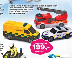 Dickie Toys 3-pack Svenska Räddningsfordon