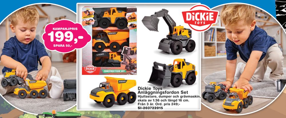 Erbjudanden på Dickie Toys Anläggningsfordon Set från Lekextra för 199 kr