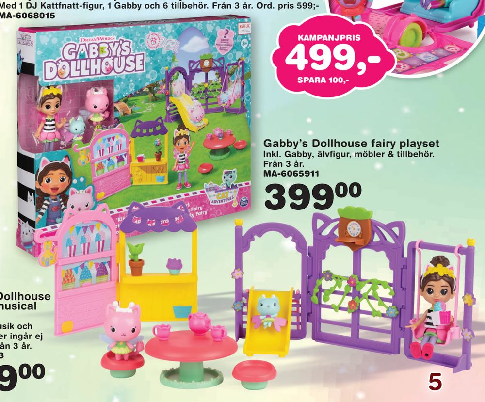 Erbjudanden på Gabby’s Dollhouse fairy playset från Lekextra för 399 kr