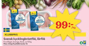 Svensk kycklingbröstfilé, lårfilé
