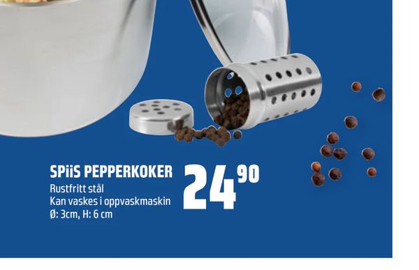 SPiiS PEPPERKOKER Rustfritt stål Kan vaskes i oppvaskmaskin Ø: 3cm, H: 6 cm