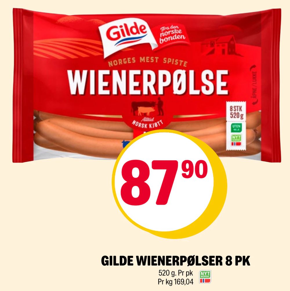 Gilde Wienerpølser 8 Pk