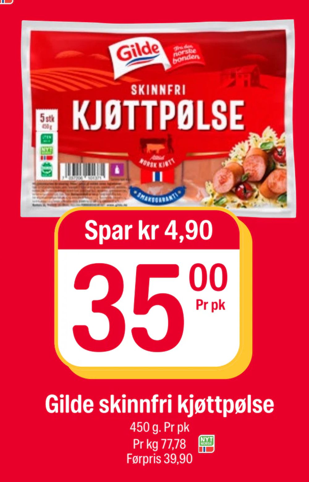 Gilde skinnfri kjøttpølse